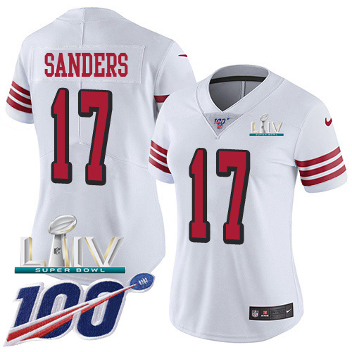 San Francisco 49ers Nike #17 Emmanuel Sanders White Super Bowl LIV 2020 Rush Women Stitched NFL Limited 100th Season Jersey->youth nfl jersey->Youth Jersey